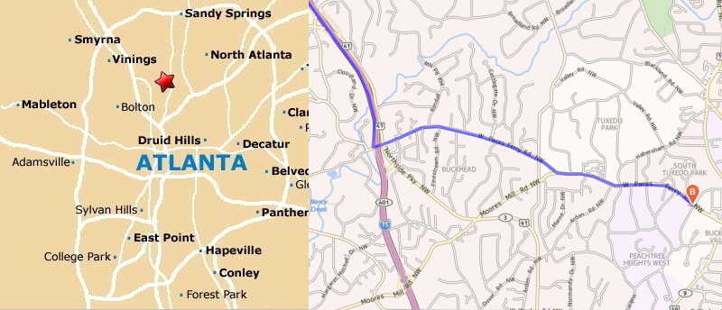 Map to Atlanta History Center