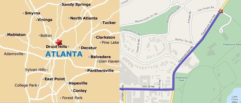 Map to Atlanta Botanical Garden