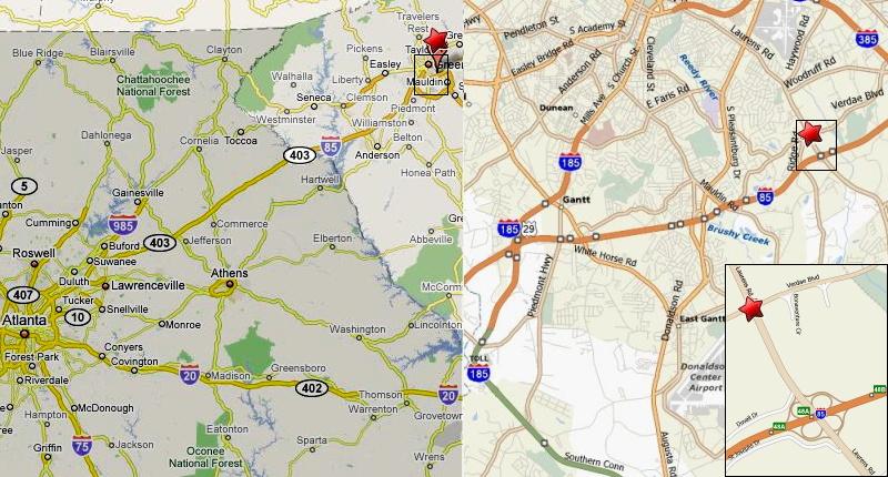 Map to Greenville, SC